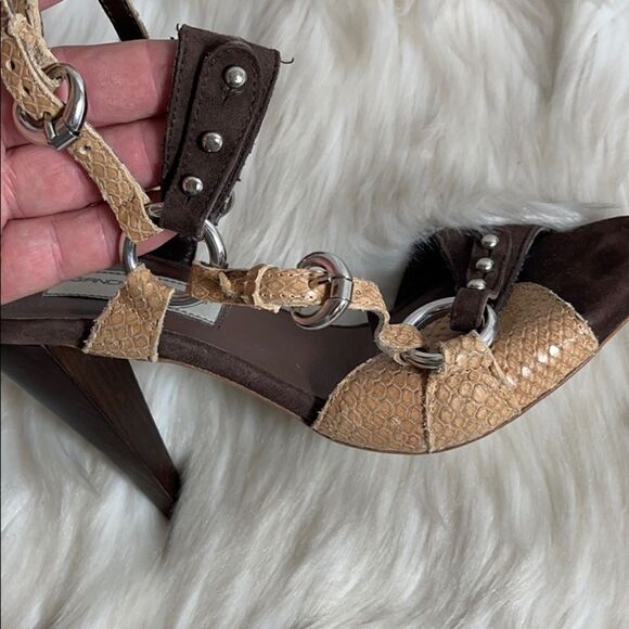 Giancarlo Paoli Suede/Snakeskin Heels Sz 37/6.5 - Picture 5 of 7